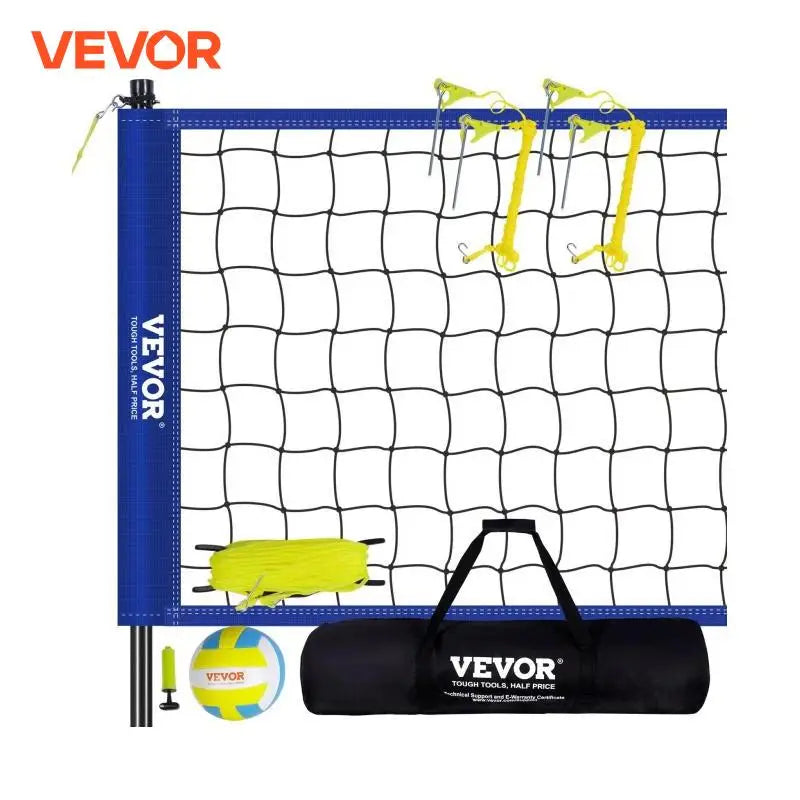 Outdoor Volleyball Net System Adjustable Height Steel Poles with PVC Volleyball Pump Carrying Bag for Backyard Beach Lawn