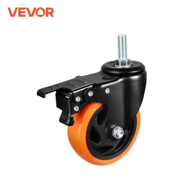 2/3/4 inch Caster Wheels Set of 4 Threaded Stem Industrial Swivel Casters with Dual Locking A/B Brake for Cart Furniture