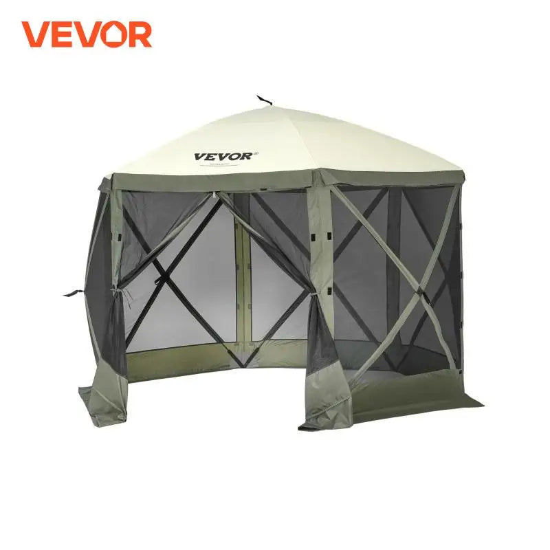 Pop Up Gazebo Tent, Pop-Up Screen Tent 6 Sided Canopy Sun Shelter with 6 Removable Privacy Wind Cloths & Mesh Windows