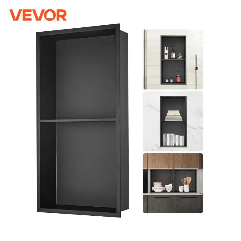No Tile Shower Niche 304 Stainless Steel Wall Inserted Niche Recessed Double Shelves for Shower or Soap Storage Bathroom