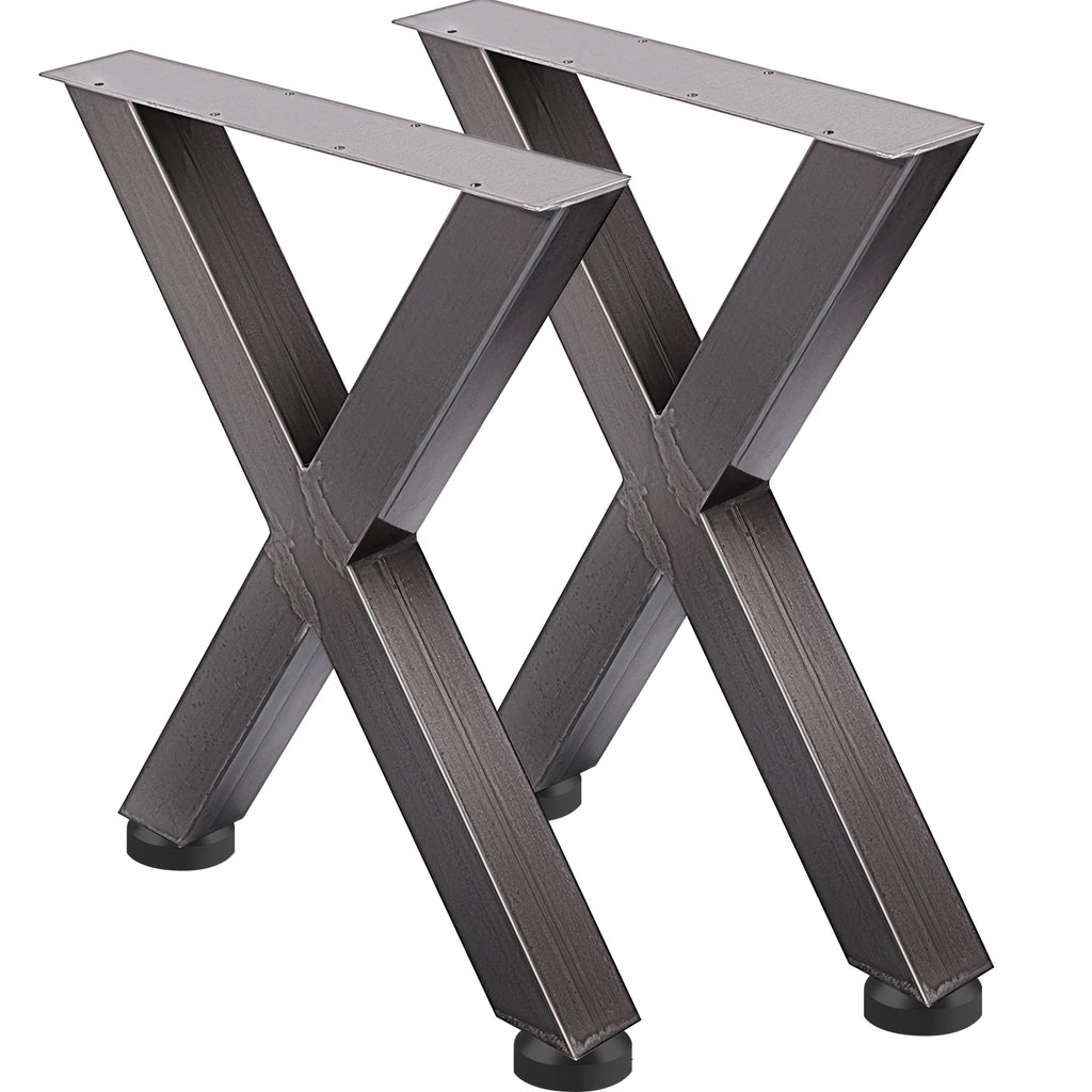 Set of 2 Steel Table Legs, Square Box Section X Frame Table Legs,for Original Color Industrial Country Style Metal Dining