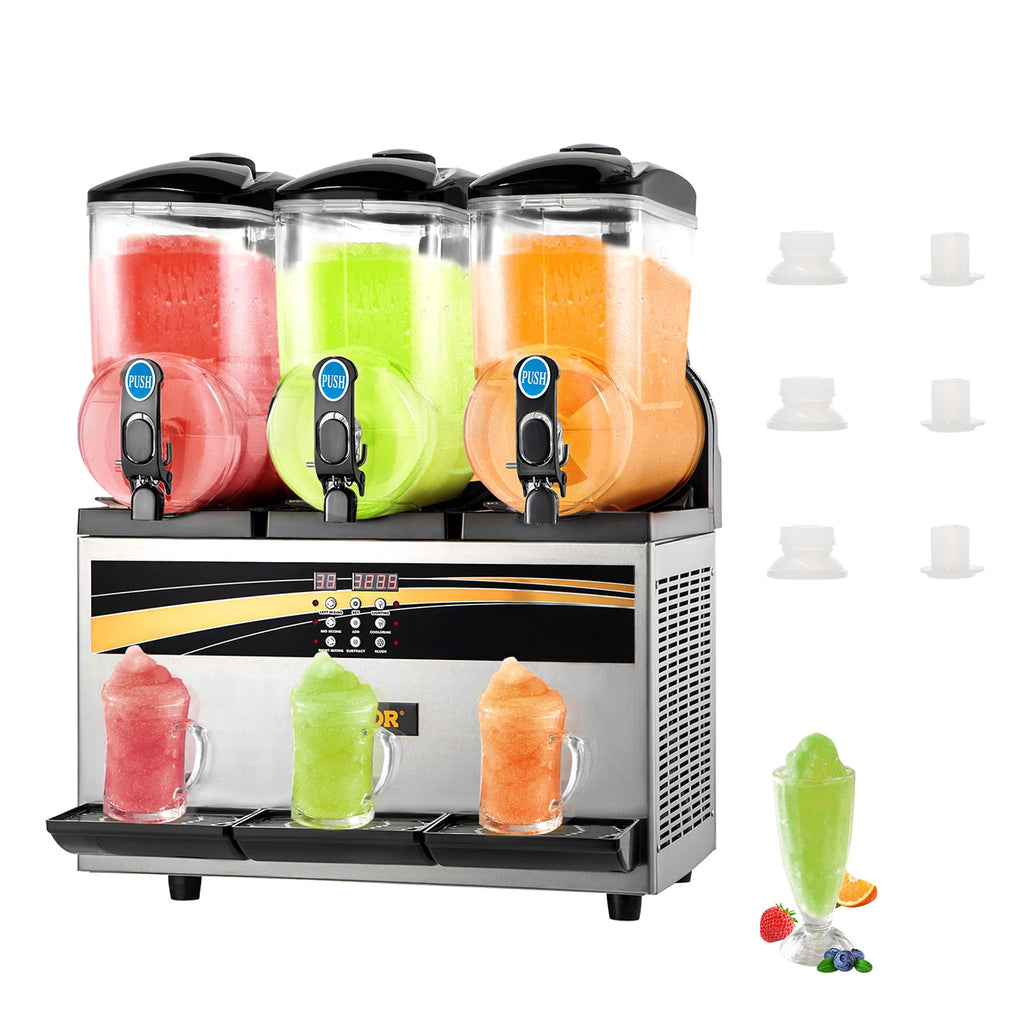 Commercial Slushy Ice Machine, 3x15L 800W Slushy Ice Cream Maker,63x45x80 cm Slushy Maker Machine,2 Modes Intelligent LED