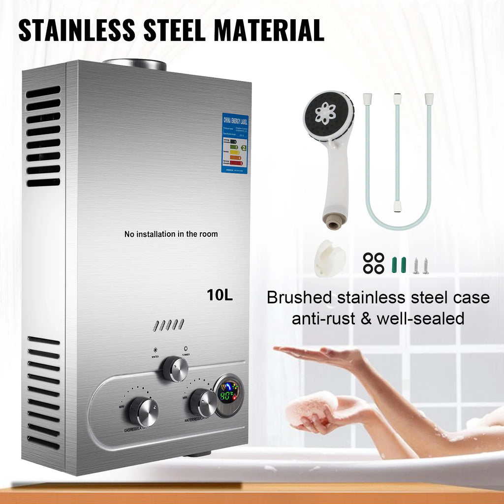 Gas Water Heater LPG Hot Water Heater Stainless Steel Tankless  Propane Gas LPG Boiler Home Appliance 6L-18L