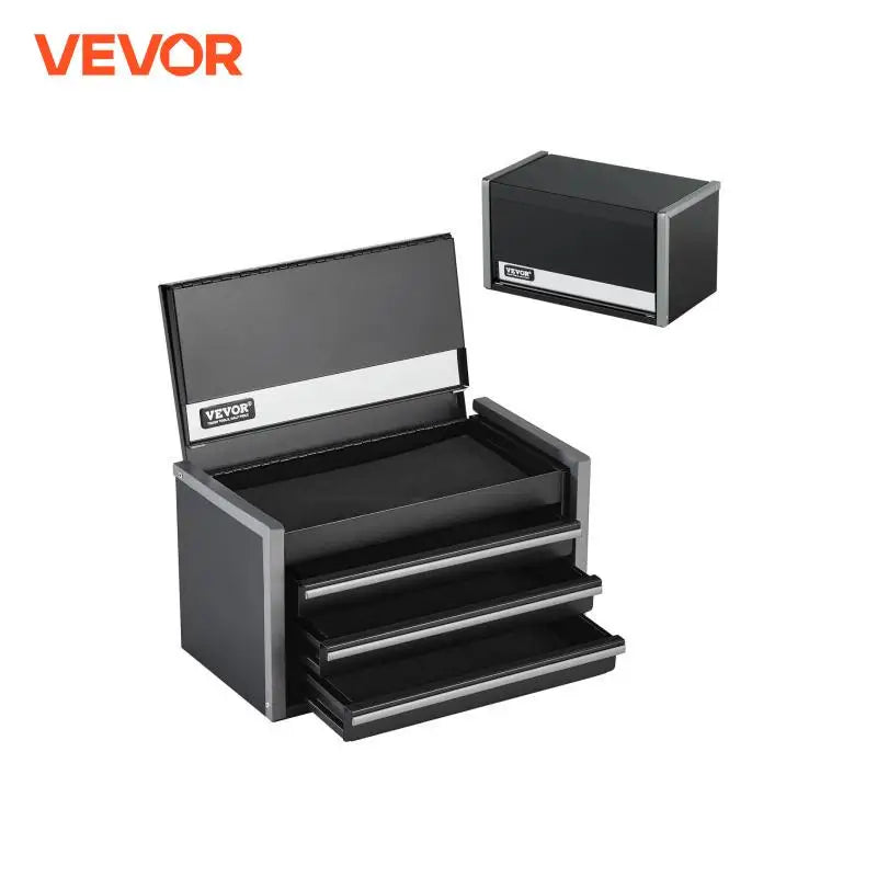 8.6in 3 Drawers Metal Tool Box Portable Tools Chest with PP Feet Pads & Ball Bearing Powder Coated Tool Storage for Garage