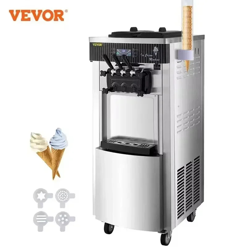 Commercial Soft Ice Cream Machine 2200W  20-28L/H Ice Cream Maker Double 6L Hoppers Ice Cream Making Machine YKF-8228H