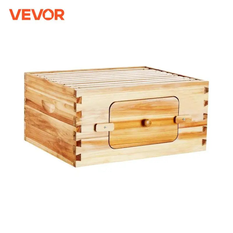 Bee Hive Deep Box Starter Kit 100% Beeswax Coated Natural Cedar Wood Langstroth Beehive Kit with 10 Frames and Foundations