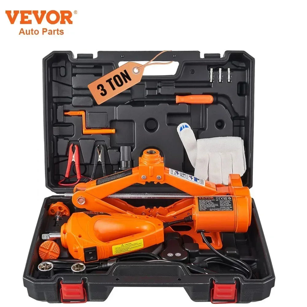 Electric Car Jack Floor Jack 3 Ton Lifting Set DC 12V Car Scissors Jack With Impact Wrench  Auto Repair Tool Service Kit