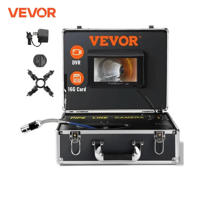 Sewer Camera 7" Screen Pipeline Inspection Camera w/ DVR Function Waterproof Camera w/12 Adjustable LEDs and 16 GB SD Card