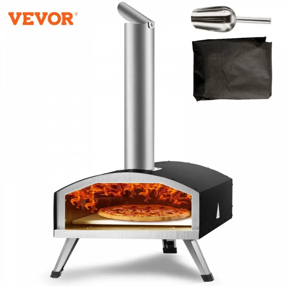 Outdoor Oven 12-inch Pellet and Charcoal Fired Maker Portable Outside Stainless Steel Grill with Pizza Stone