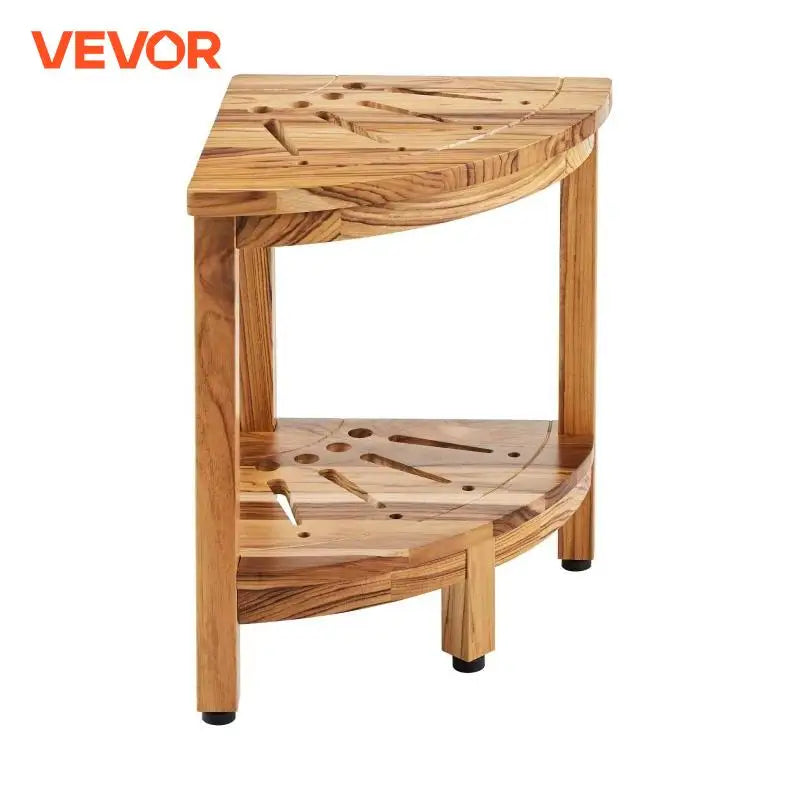 Corner Teak Shower Bench 100% Teak Wood Corner Shower Beach Mold resistant Shower Stool for Inside Outside Shower Bathroom