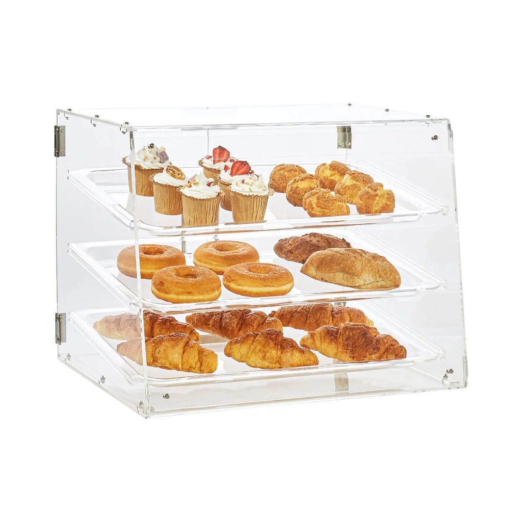 Pastry Display Case,2/3Tier Countertop Bakery Display Case, Acrylic Display Box ,Keep Fresh for Donut Bagels Cake Cookie