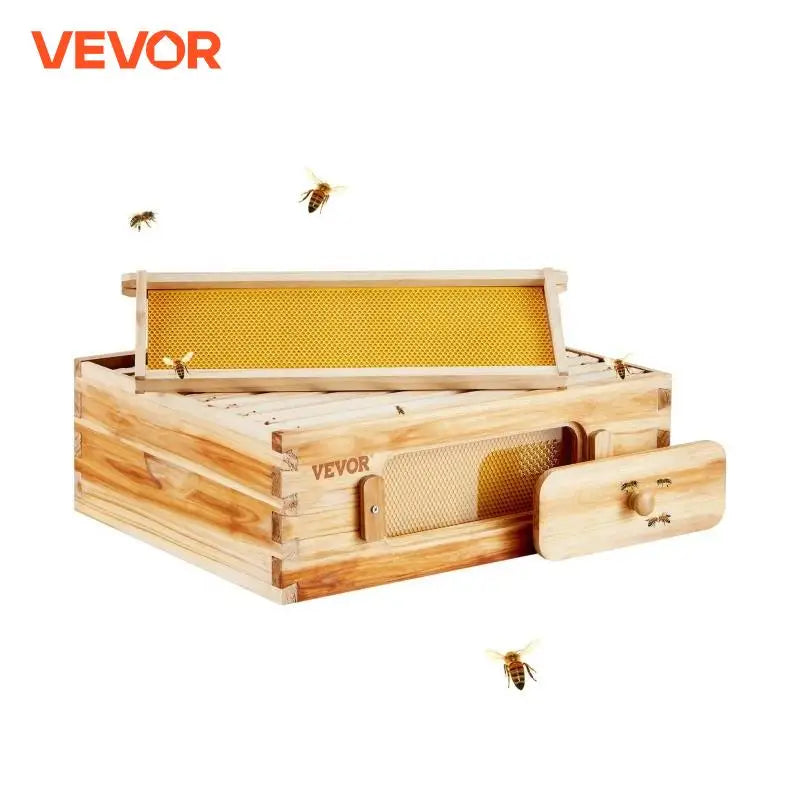 Bee Hive Medium Box Starter Kit  100% Beeswax Coated Natural Cedar Wood  Beehive Kit with 10 Frames and Foundations