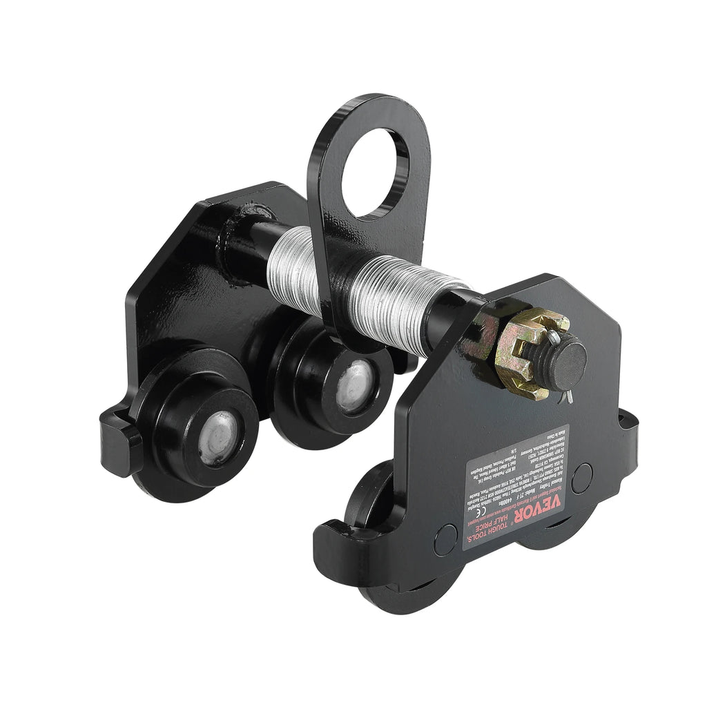 1/2/3 Ton Push Beam Manual Trolley Garage Hoist with Wheels Adjustable for Straight Curved I-Beam Flange Width 2.5" to 7"