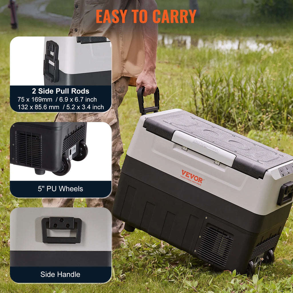 Mini Refridge Portable Foldable Handle with Wheel Compressor Freezer Mini Refrigerator 35L/45L/55L  for Camping Picnics
