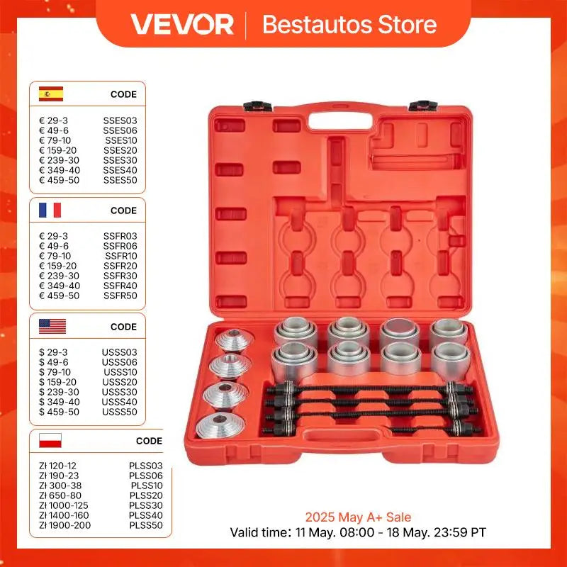 28pcs Pull and Press Sleeve Kit Removal Installation Bushes Bearing Tool for Cars and LCV HGV Engines Auto Maintenance Set