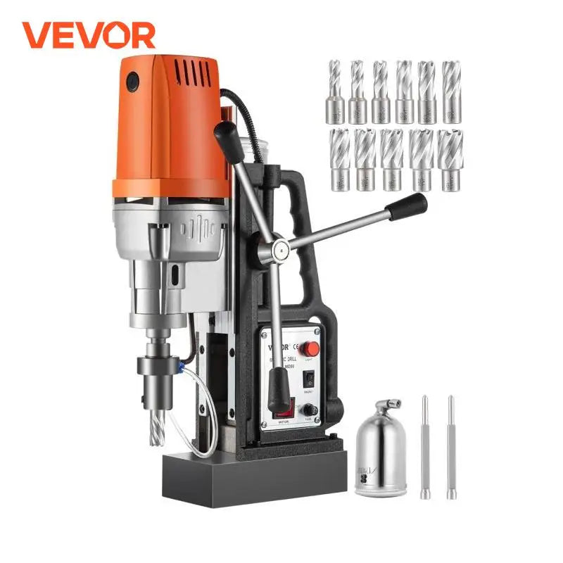 MD50 50mm Magnetic Drill Press Kit 1680W Electric Bench Drilling Machine 2900LBS Magnet Force with HSS Annular Cutter Bits