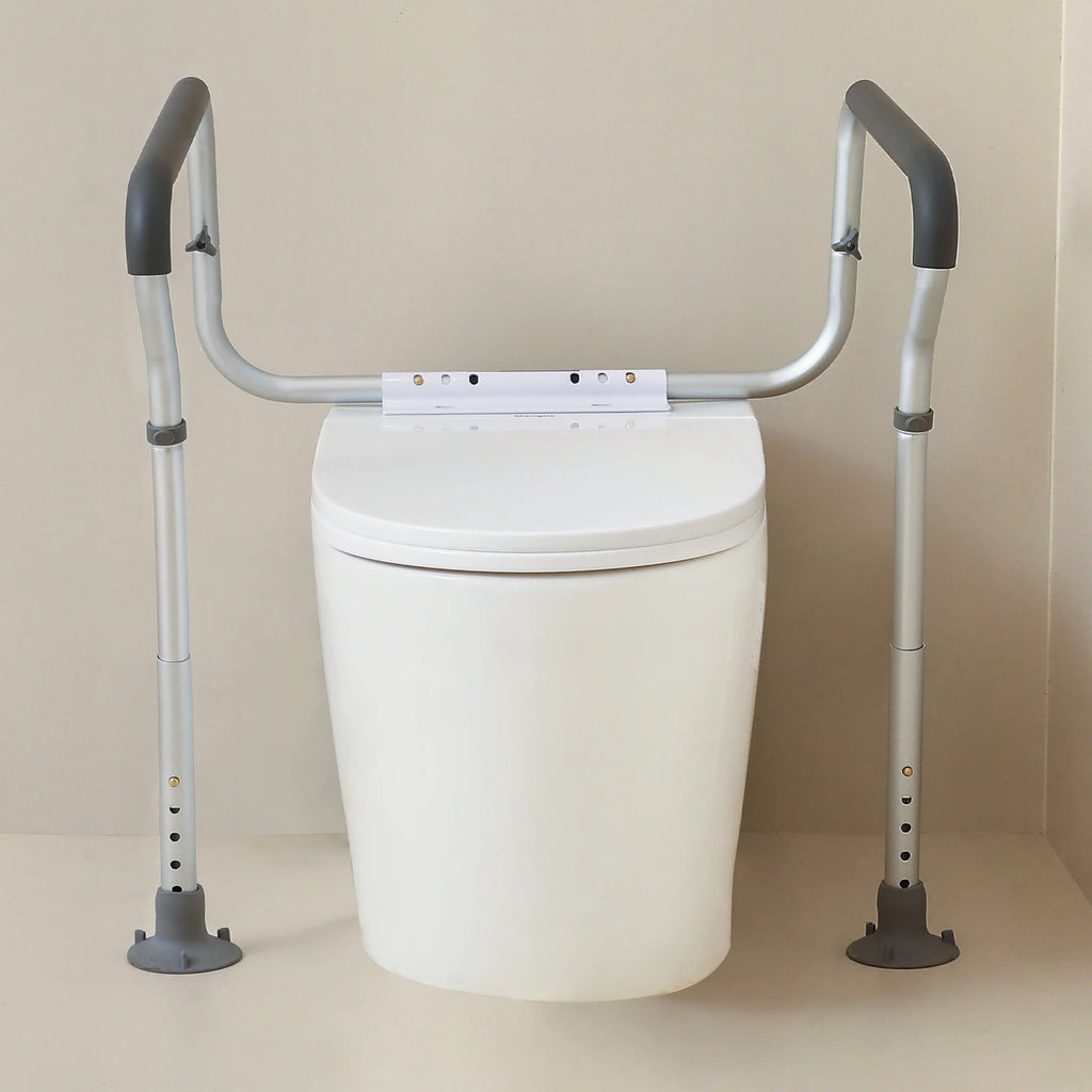Toilet Safety Rail, Bathroom Toilet Seat Frame Toilet Handles Grab Bars with Padded Armrests for Handicap Disabled Seniors