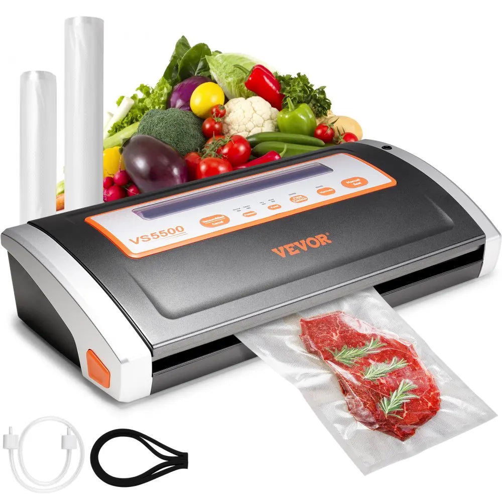 Electric Vacuum Food Sealer Machine 130W Manual Air Sealing System W/ Built-in Cutter Home Packing Machine Food Saver