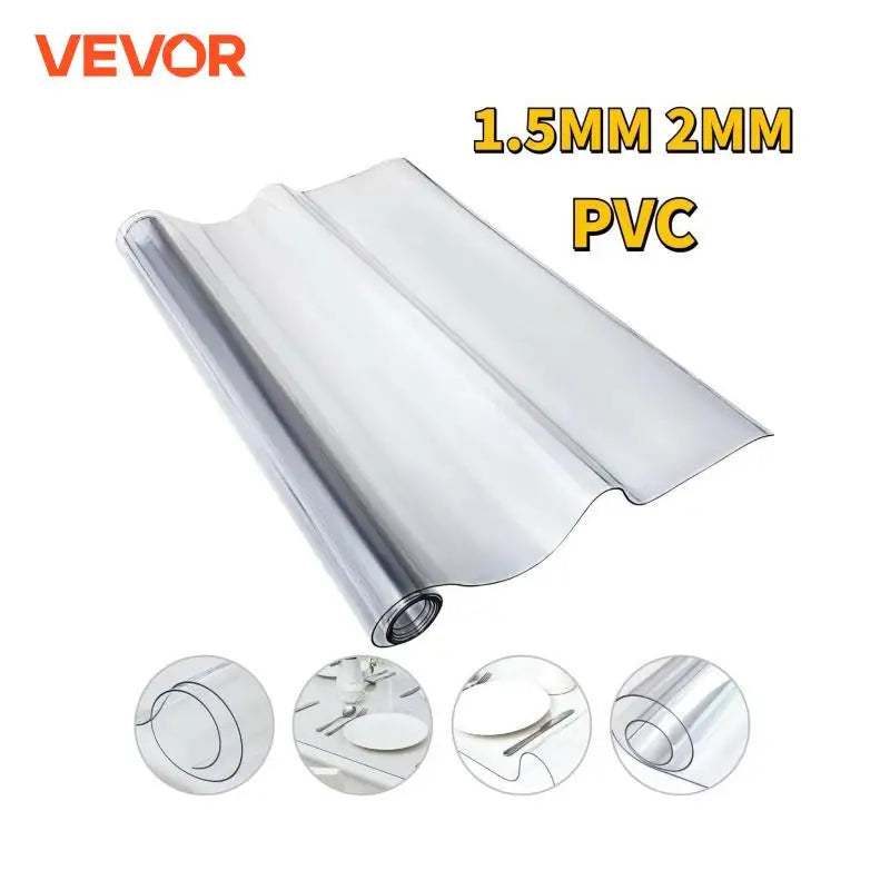 PVC Tablecloth Transparent Table Cloth 1.5mm 2mm Waterproof Oilproof Plastic Soft Glass Protector Cover for Dining Table