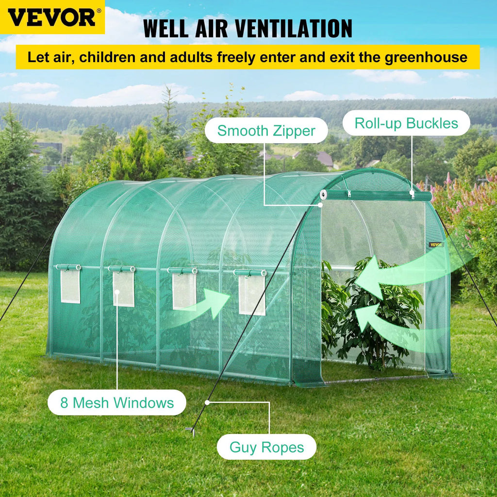 Walk-in Tunnel Greenhouse Galvanized Frame & Waterproof Cover 15x7x7/10x7x7/20x10x7/12x7x7 ft Greenhouses & Cold Frames