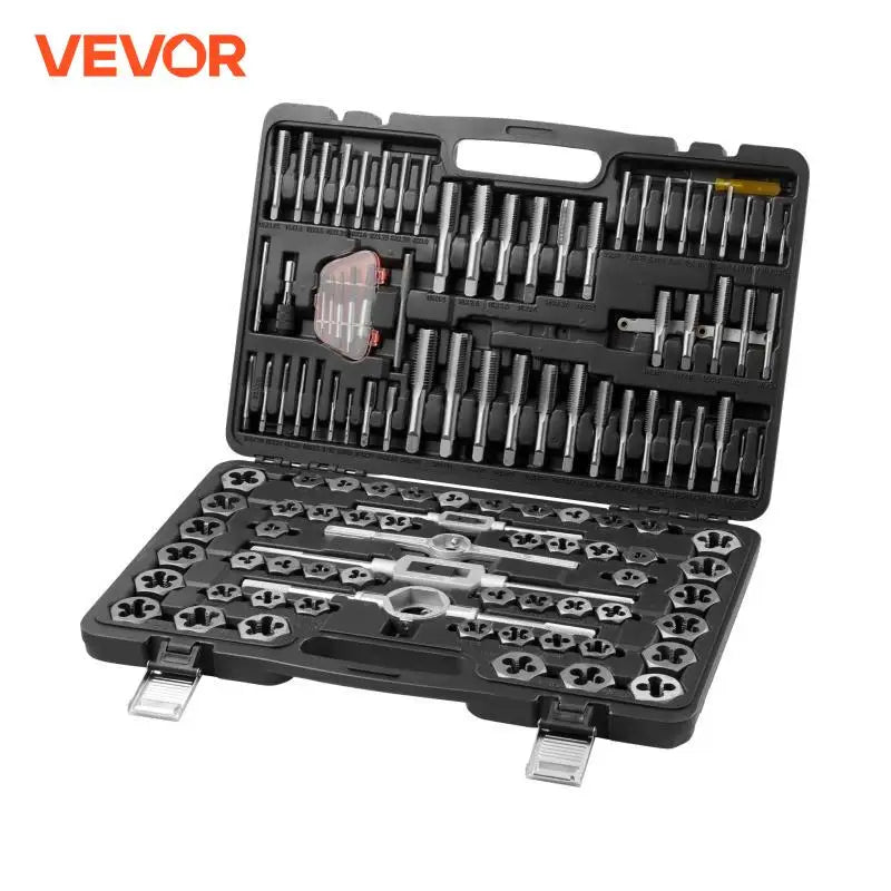116-Piece Tap and Die Set Include Metric and SAE Size Bearing Steel Taps and Dies Essential Threading Tool