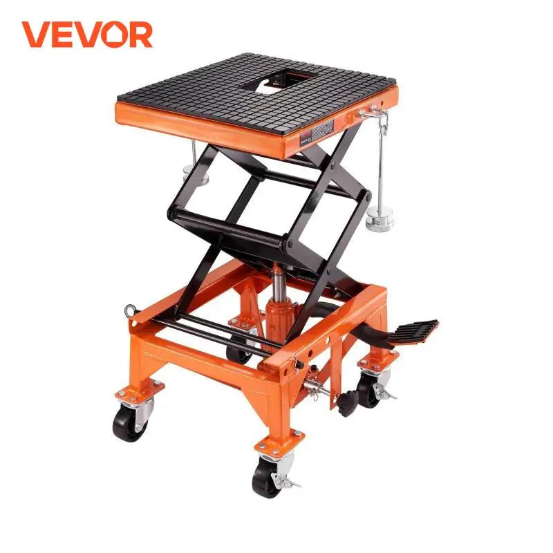 Hydraulic Motorcycle Lift Table, 350 LBS Motorcycle Scissor Jack Lift Hydraulic Foot-Operated Jack Stand for ATV Dirt Bike