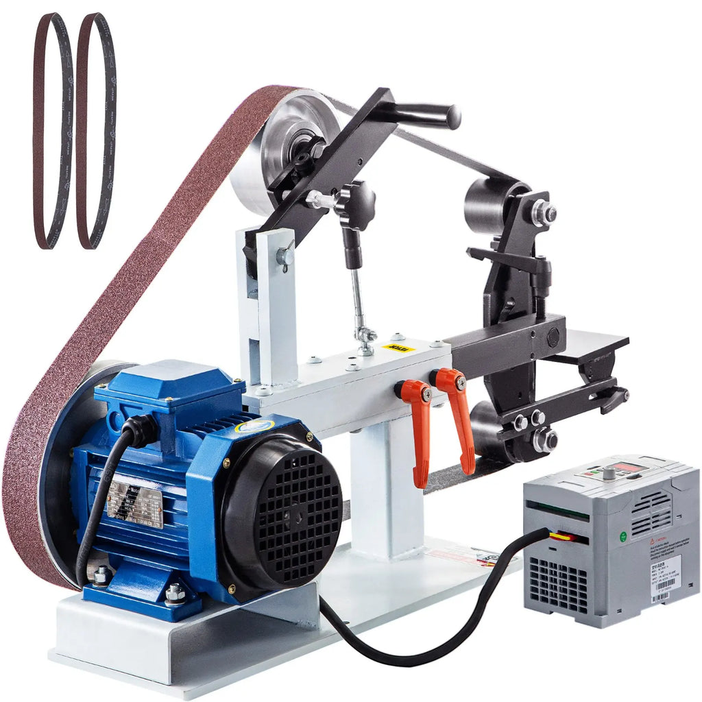 2HP 2x82'' Belt Grinder - Variable/Constant Speed w/3 Moulds & 12'' Wheel, Flat Platen for Metalworking/Knife Making