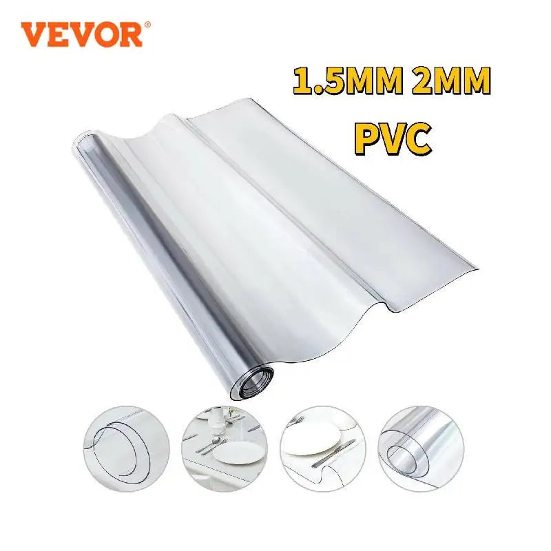 PVC Tablecloth Transparent Table Cloth 1.5mm 2mm Waterproof Oilproof Plastic Soft Glass Protector Cover for Dining Table