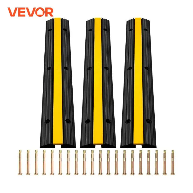 Modular Rubber Speed Bump 1 Channel Driveway Cable Protector Ramp Wire Cover Cord Guard for Parking Lot Warehouses Traffic