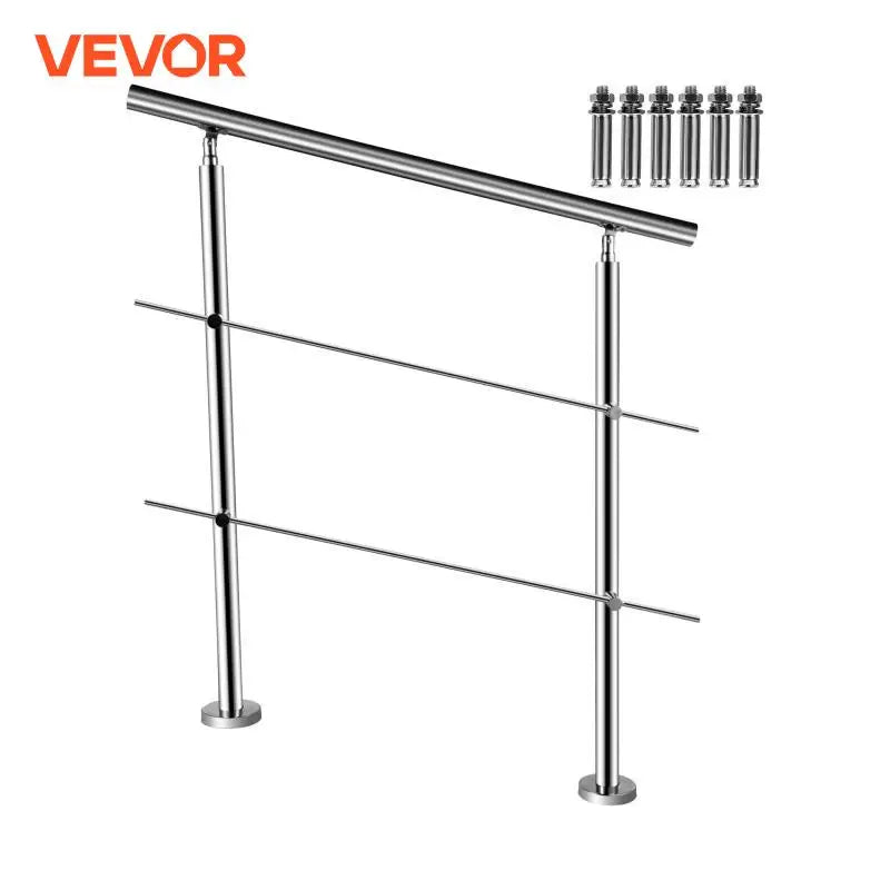 100/150 CM Handrail Stair Railing 2-5 Rail Safety Handrail Balustrade Stainless Steel With Cross Bars For Steps Railing
