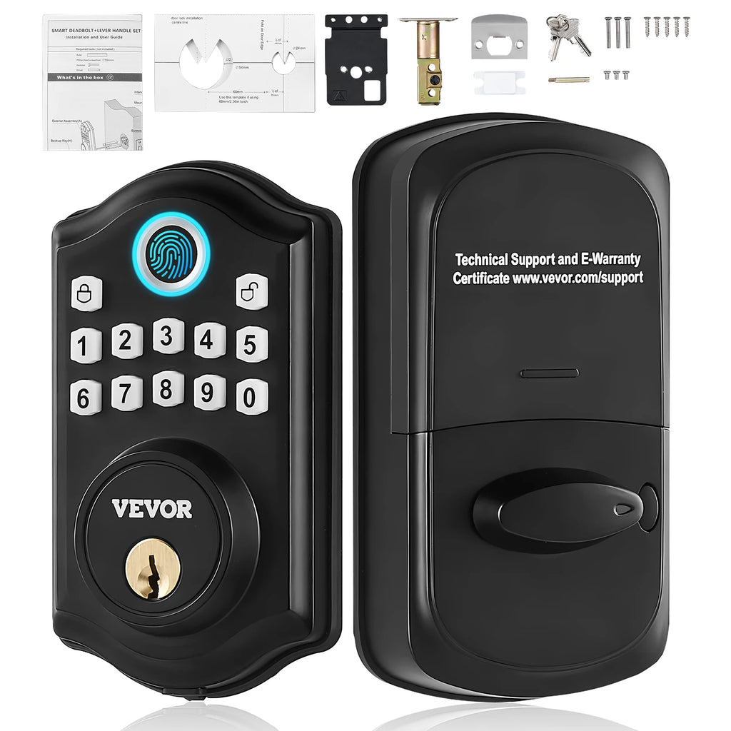 Fingerprint Door Lock Keyless Entry Door Lock with Fingerprint/Keypad Code/Key Anti-Peeking Password Electronic Deadbolt