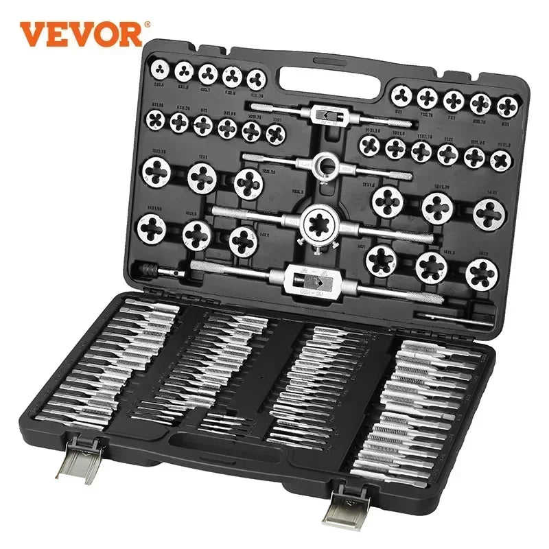 Tap and Die Set 40PCs 60PCs 80PCs 110PCs Metric or SAE Standard Bearing Steel Taps and Dies Essential Threading Tool