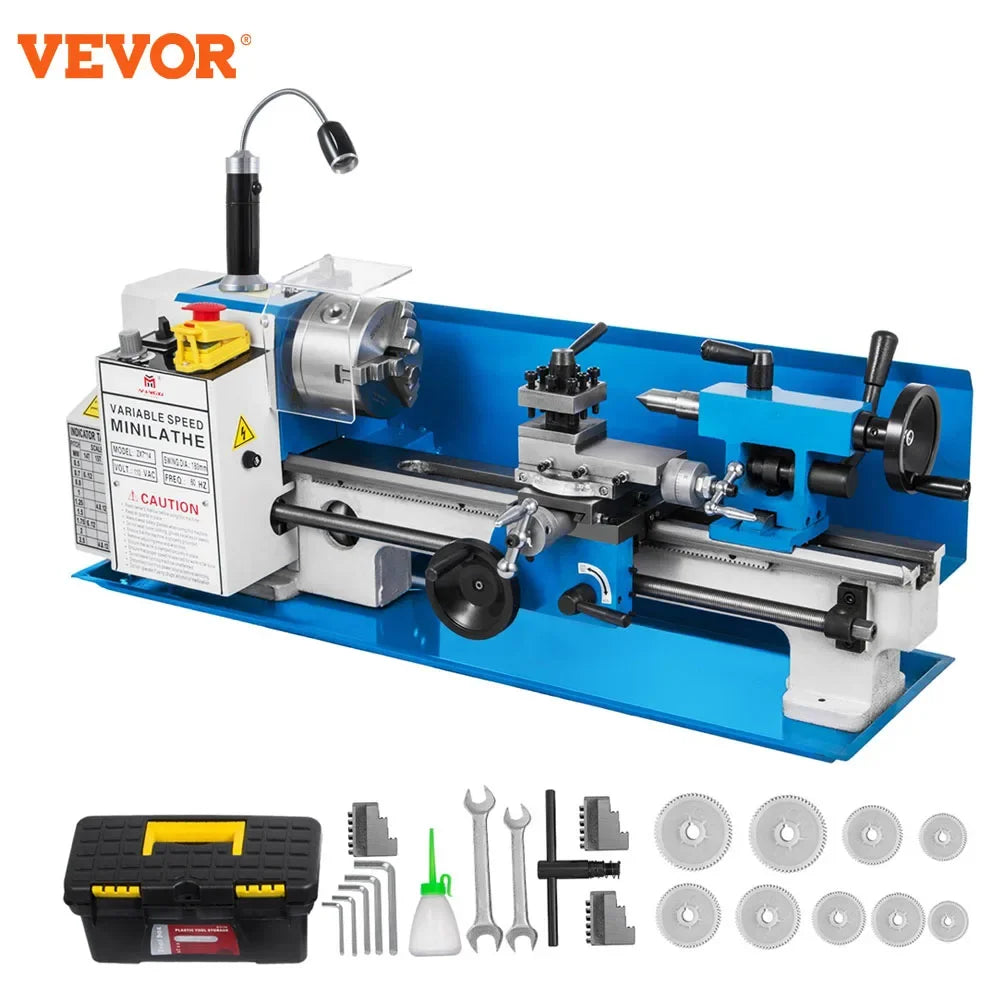Mini Metal Lathe 550W 7x14 Inch Variable Speed 2250RPM Precision Mini Lathe Machine  With Tool Box For Metal Turning