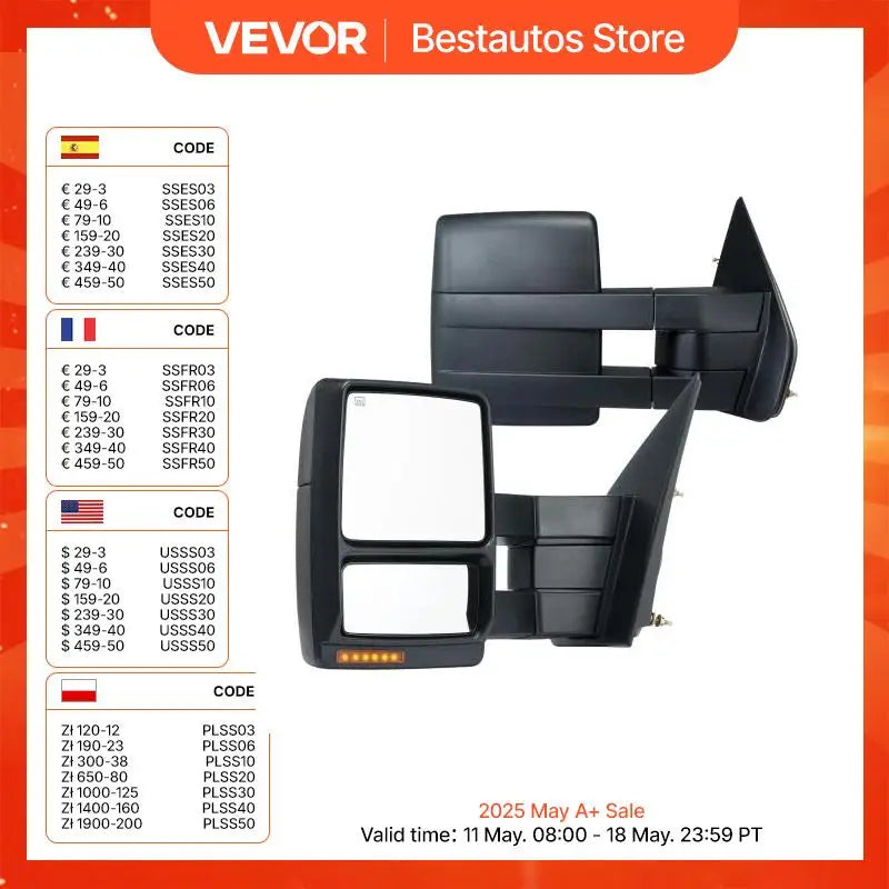 Pair Towing Mirrors Power Heated Defrost with Signal Light Manual Controlling Folding for 2004-2014 Ford F150 Car Proudcts