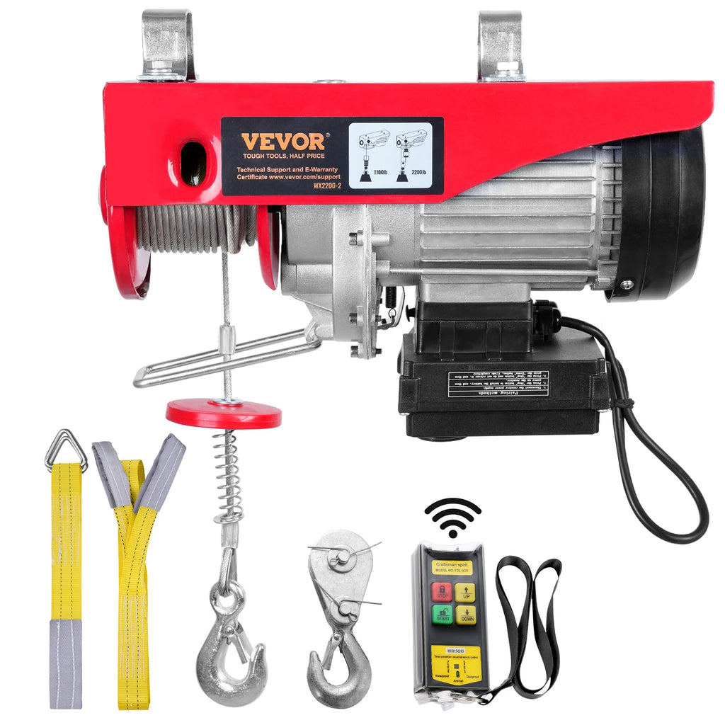 Electric Hoist, 2200 lbs Lifting Capacity, 1600W Electric Steel Wire Winch w/Wireless Remote Control, 40ft Lifting Height