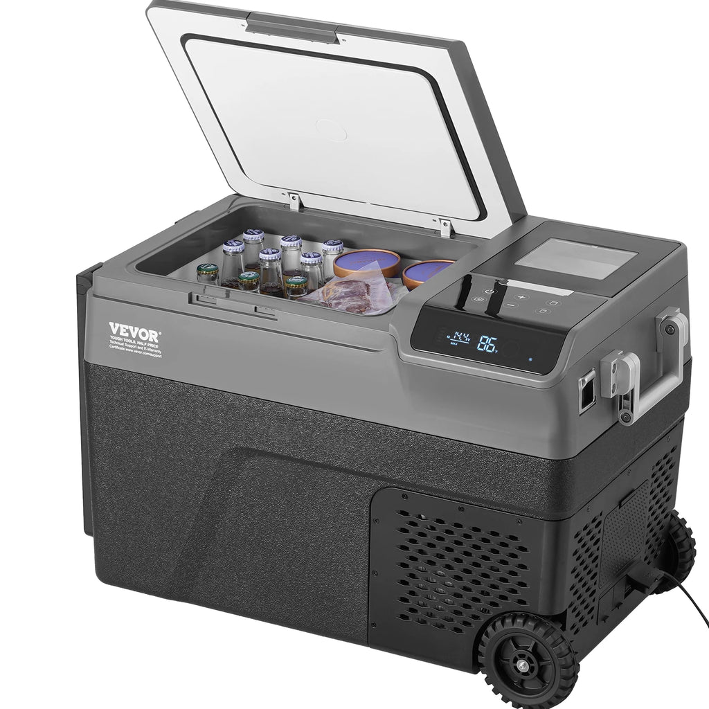 12V Portable Car Refrigerator, with Ice Making Function,  , 37 QT Single Zone , with Casters for Camping, Car, RV