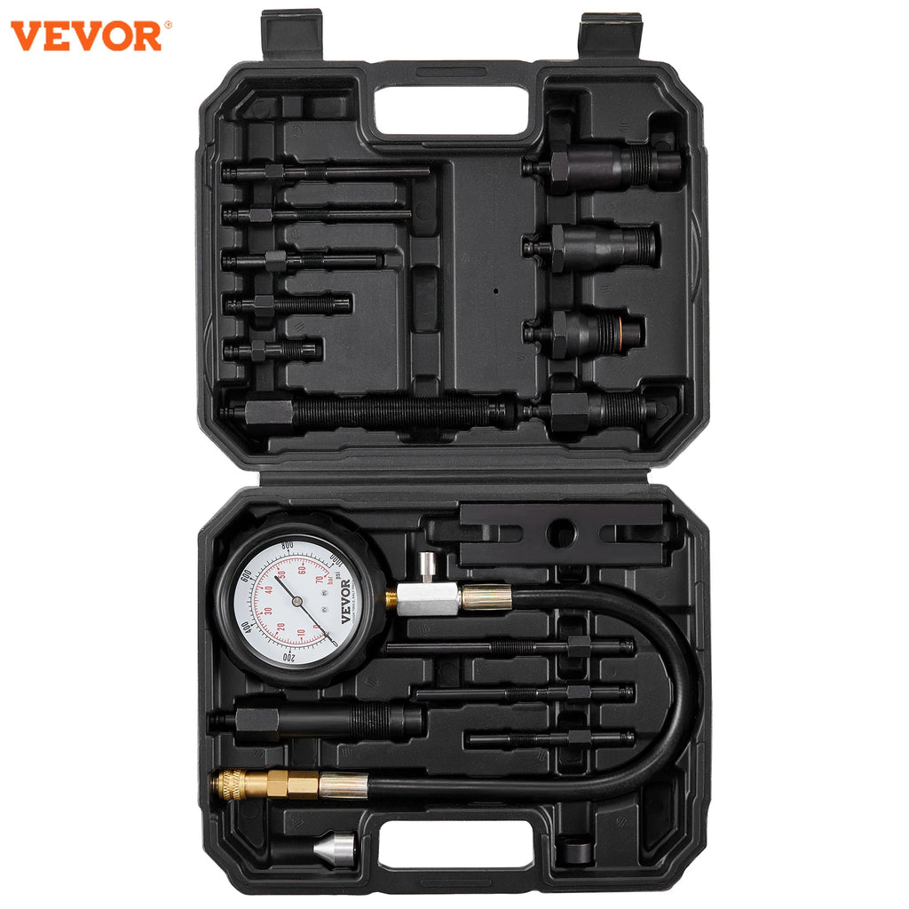 Diesel Engine Compression Tester 18 pcs Cylinder Pressure Test Tool Kit Diesel Injector Tester Check Cylinders For Trucks