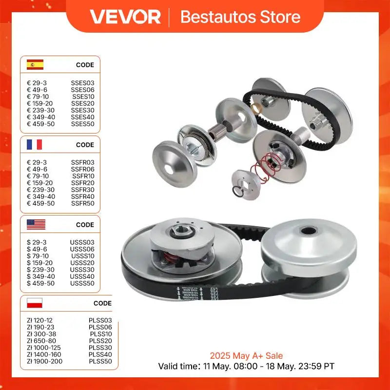 Go-Kart Torque Converter Go-Kart Clutch Kit Series Asymmetrical Driver Pulley Replacement with Drive Belt  Small Engines