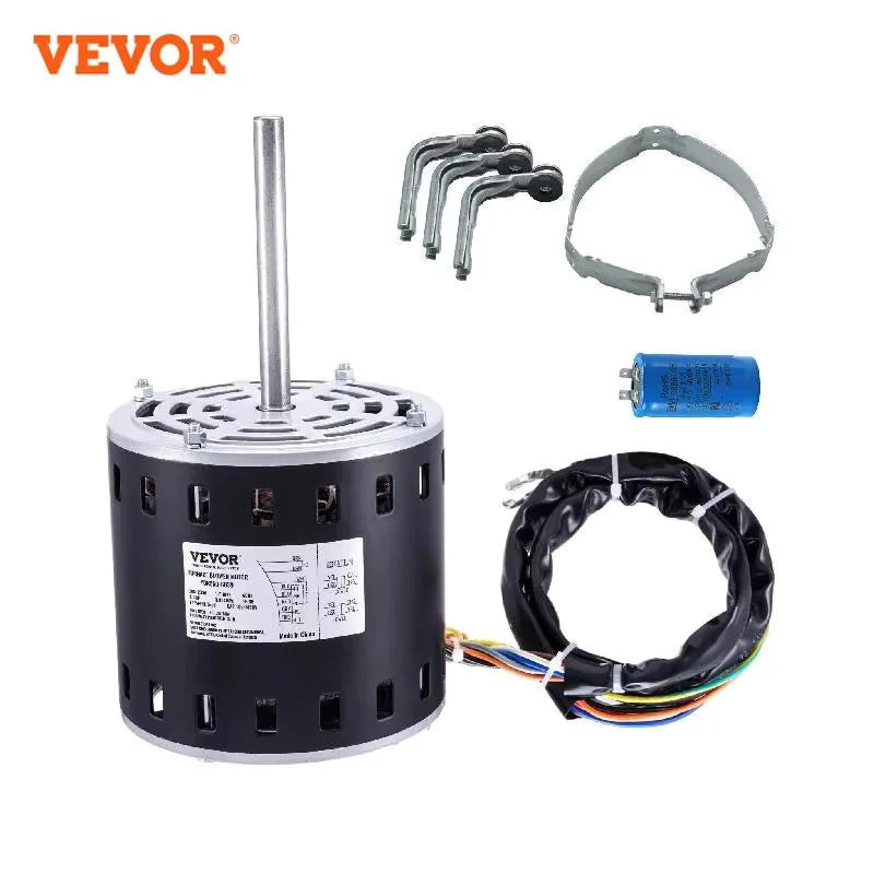 Furnace Blower Motor 208-230V/110-120V 1075RPM 5 Speeds CW/CCW Rotation 48 Frame Single-Phase Motor Capacitor Hold Hoop