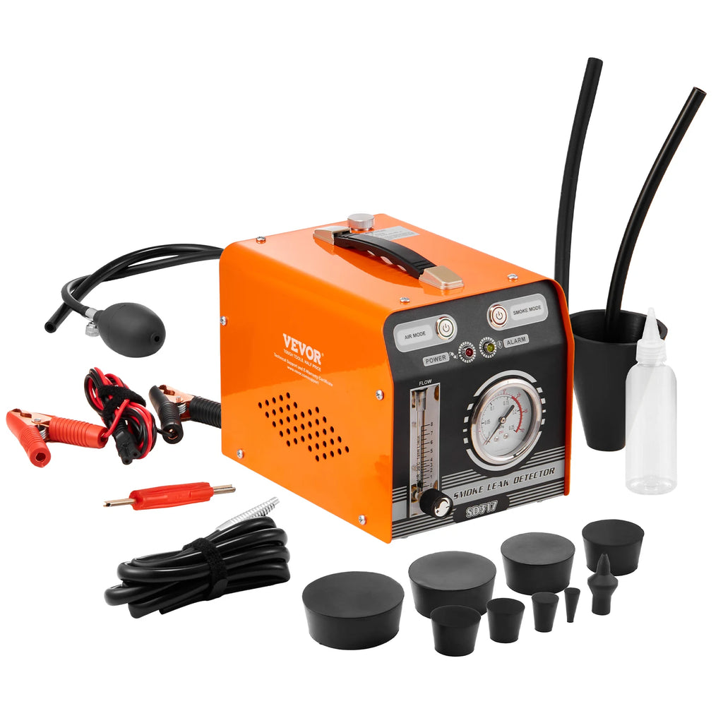 Automotive Smoke Machine Leak Detector with Built-in Air Pump Pressure Gauge & Flow Meter for Vacuum Fuel Pipeline Testing