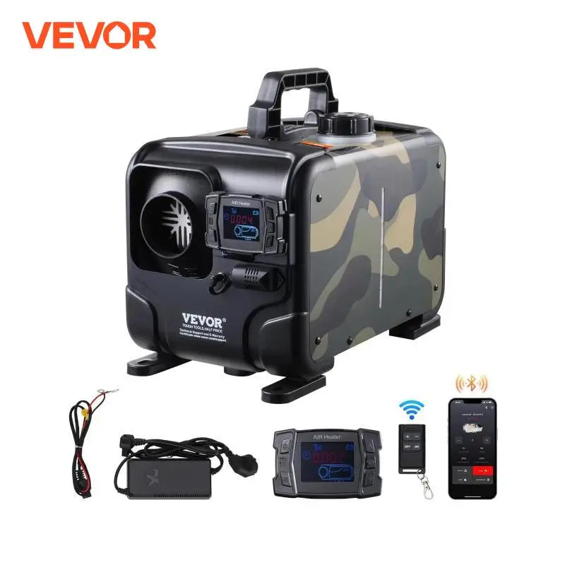 8KW Car Heater 12V/24V All in One Diesel Air Heater Bluetooth/Display/CO Alarm Horizontal Diesel Heater for Vehicle/Garage