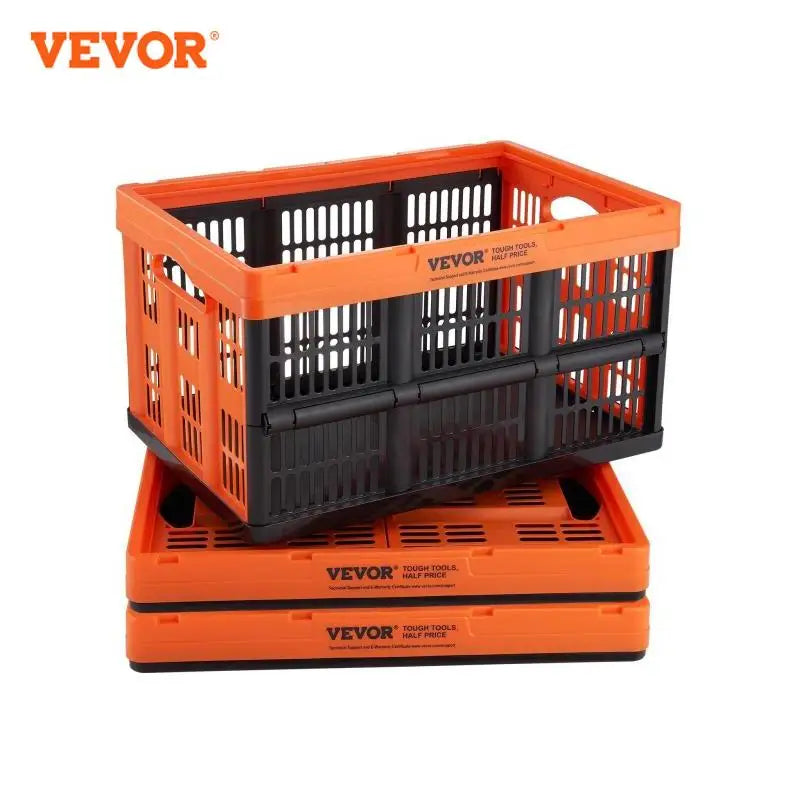 45L 3 Packs Plastic Collapsible Storage Basket Folding Bins with Handles Stackable Containers for Clothes Grocery Toys