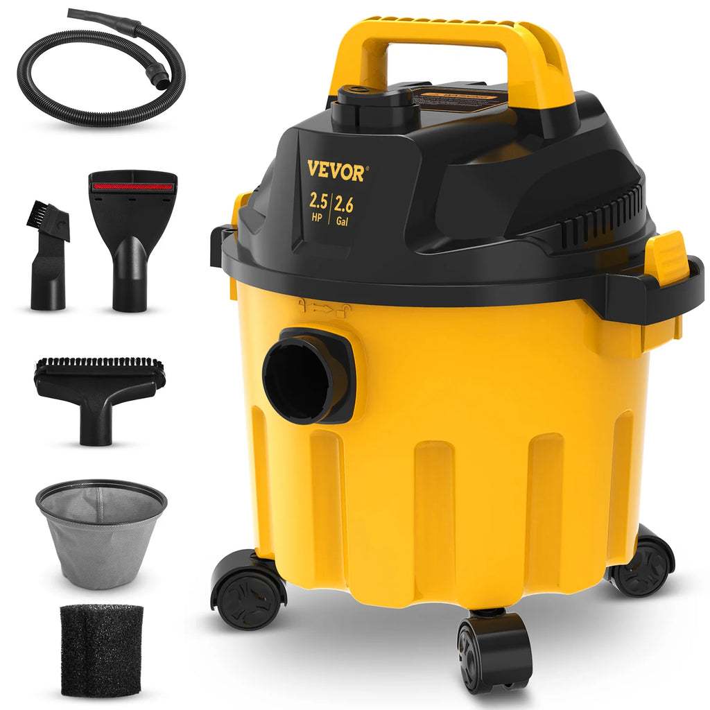 Wet Dry Vac 2.6 Gallon 2.5 Peak HP 3 in 1 Portable Shop Vacuum with Blowing Function  Attachment Storage Perfect for Floor