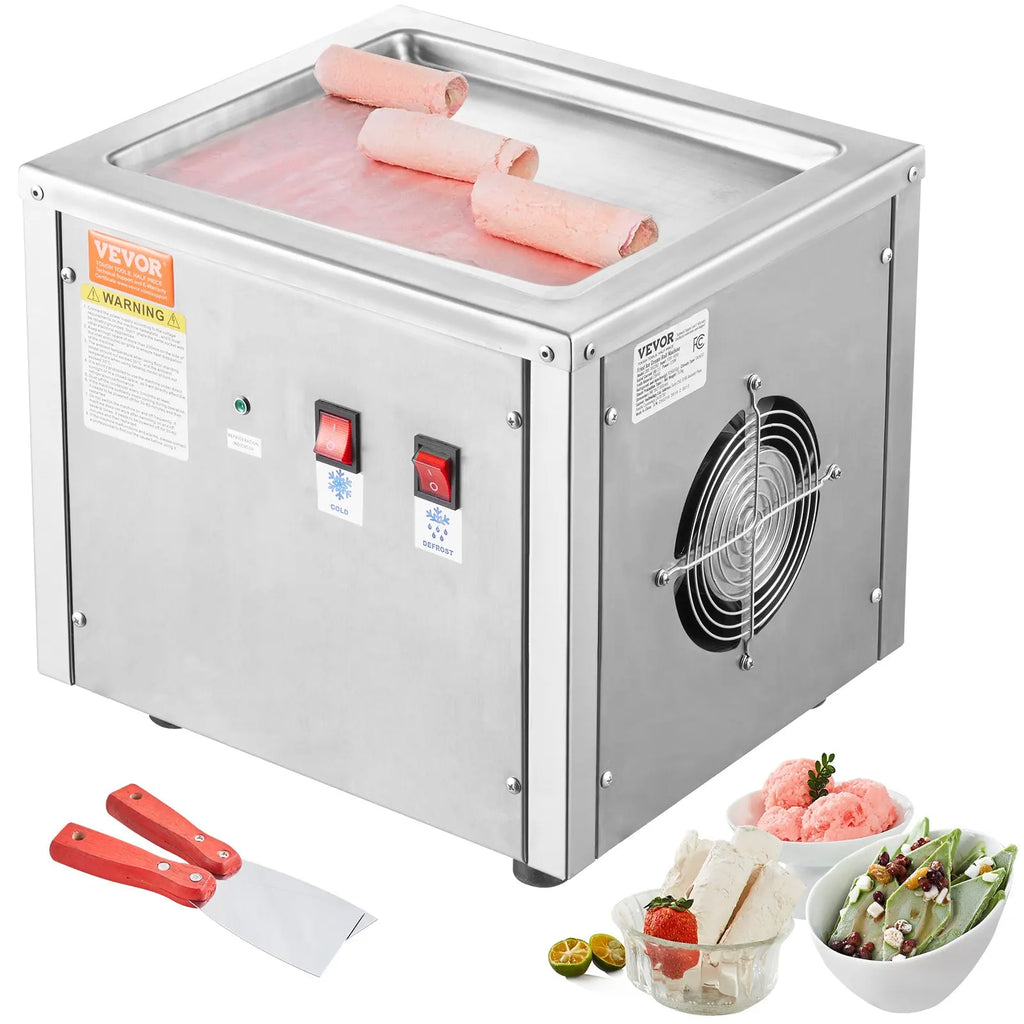 Fried Ice Cream Roll Machine,Ice Cream Pan,Rolled Ice Cream Maker with Compressor for Making Ice Cream,Frozen Yogurt ﻿