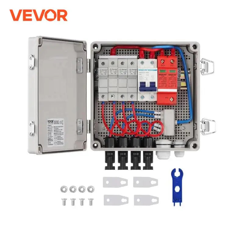 PV Combiner Box 4 String / 6 String Solar Combiner Box 10A / 15A Rated Current Fuse for On / Off Grid Solar Panel System