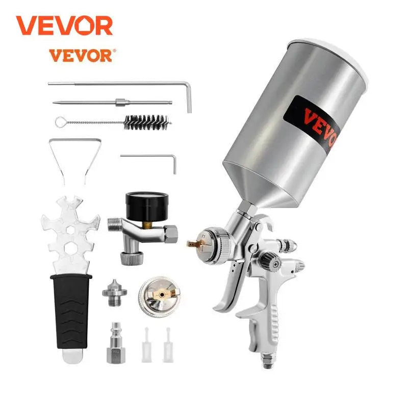 Air Spray Gun Professional Gravity Feed Sprayer Piant Gun1.4mm 1.8mm Stainless Nozzles Adapter Air Regulatnd Air Regulator