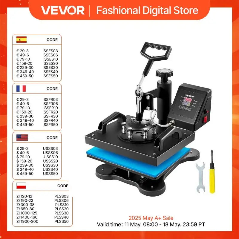 12x10 Inch Dual Digital Heat Press Machine 650W Swing Away 360 Degree Rotation Transfer Sublimation Printing for T-Shirt