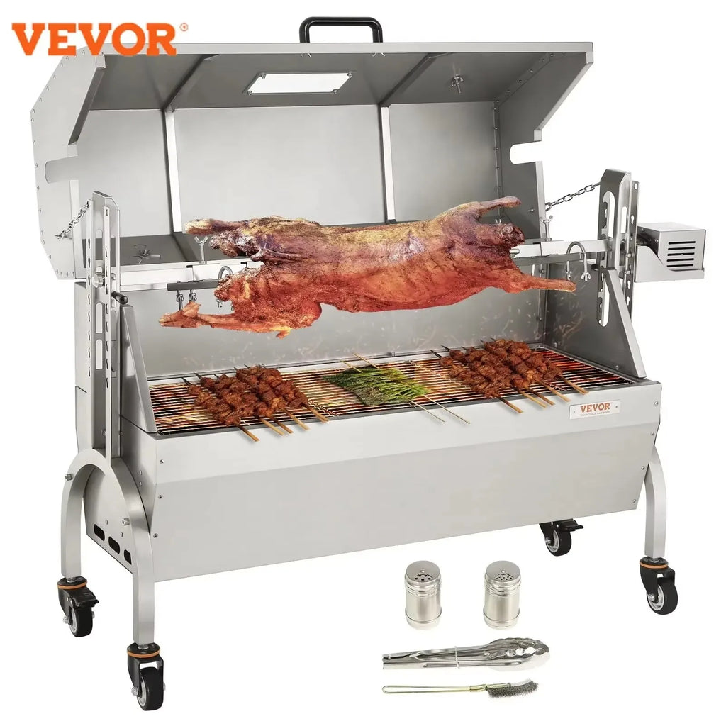 Stainless Steel Rotisserie Grill BBQ Whole Charcoal Spit Grill Electric BBQ Roasting Box with Motor for Outdoor CampingBBQ