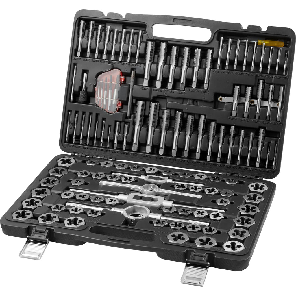 Tap and Die Set 116pcs  Metric and SAE Size, Bearing Steel Essential Threading Tool for Cutting External Internal Threads