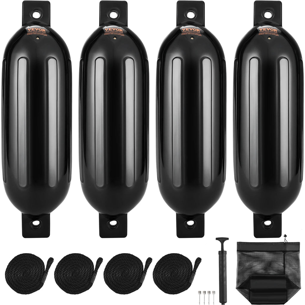 Boat Fenders, 5.5" x 20" Boat Bumpers for Docking, Inflatable Ribbed Fender with Center Holes, with Air Pump